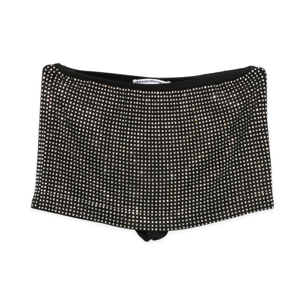 Alexander Wang Women's Crystal Mid-Rise Mini Skirt "Black/Silver"