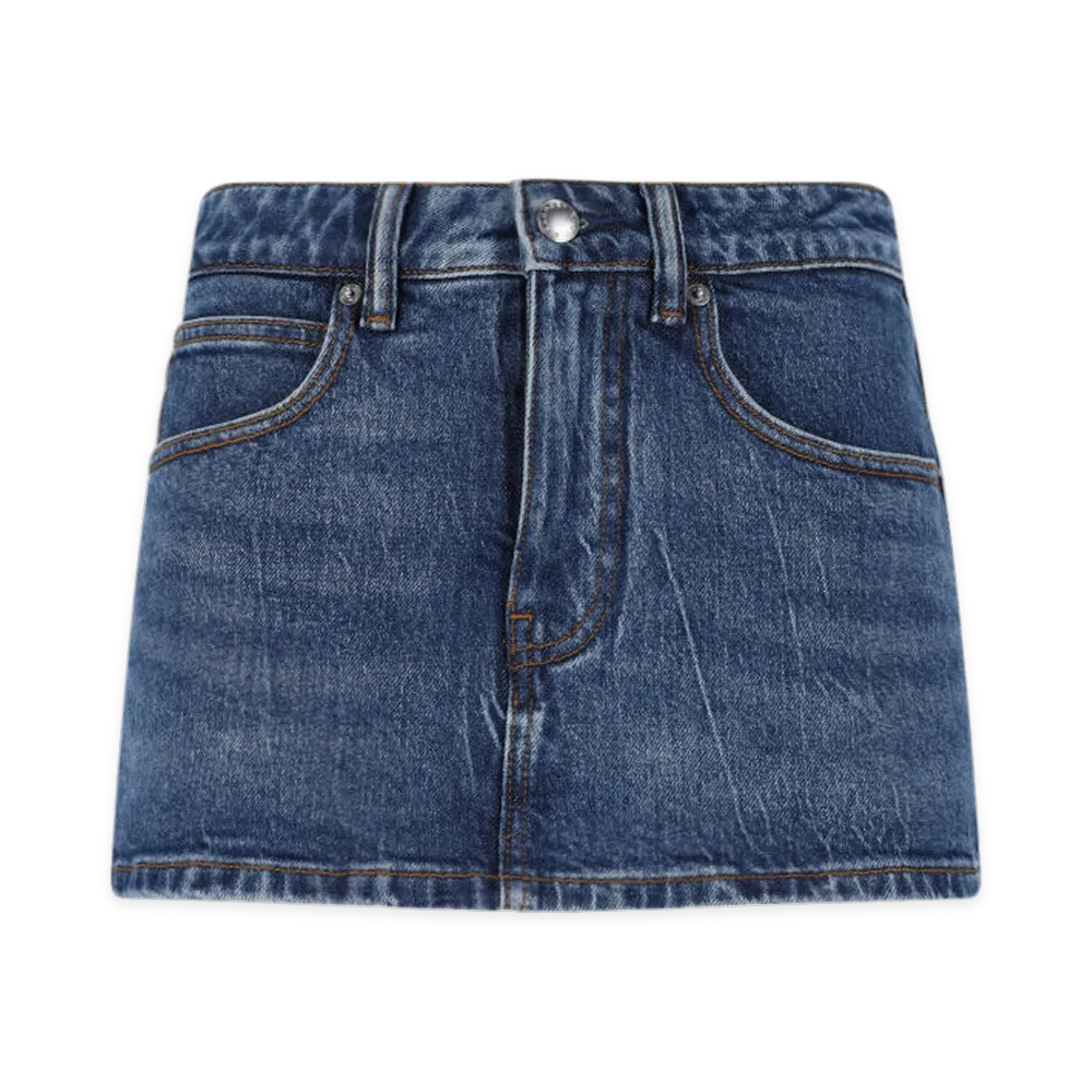 Alexander Wang Women's Comfort Stretch Denim Midi Skort "Deep Blue"