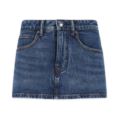 Alexander Wang Women's Comfort Stretch Denim Midi Skort "Deep Blue"