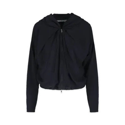 Alexander Wang Women's Pleated Neckline Hoodie "Black"