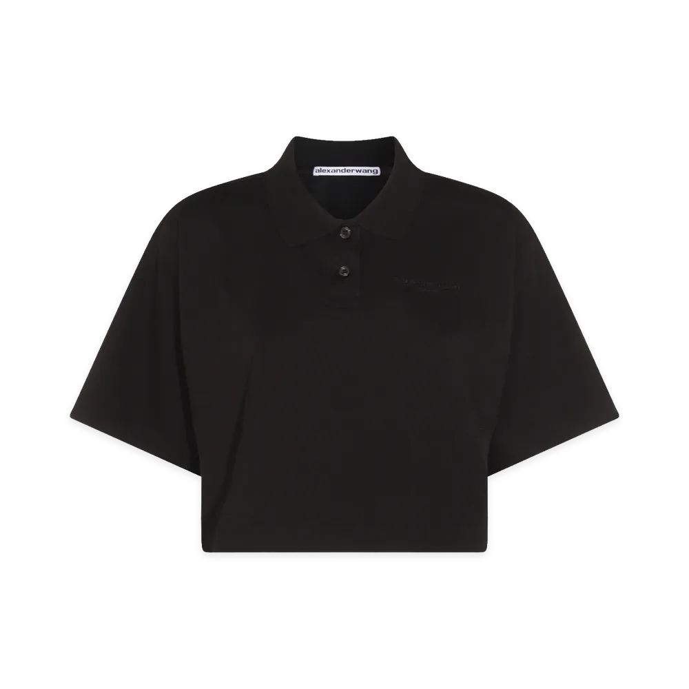 Alexander Wang Women's Cropped Polo Shirt "Black"