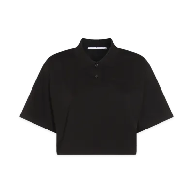 Alexander Wang Women's Cropped Polo Shirt "Black"
