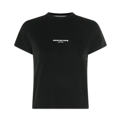 Alexander Wang Women's Logo Print Shrunken T-Shirts "Washed Black"