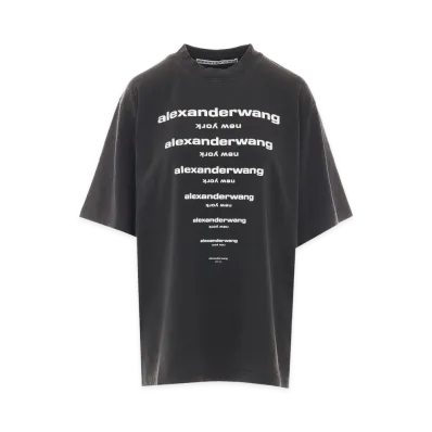 Alexander Wang Women's Gradient Logo T-Shirts "Washed Black"