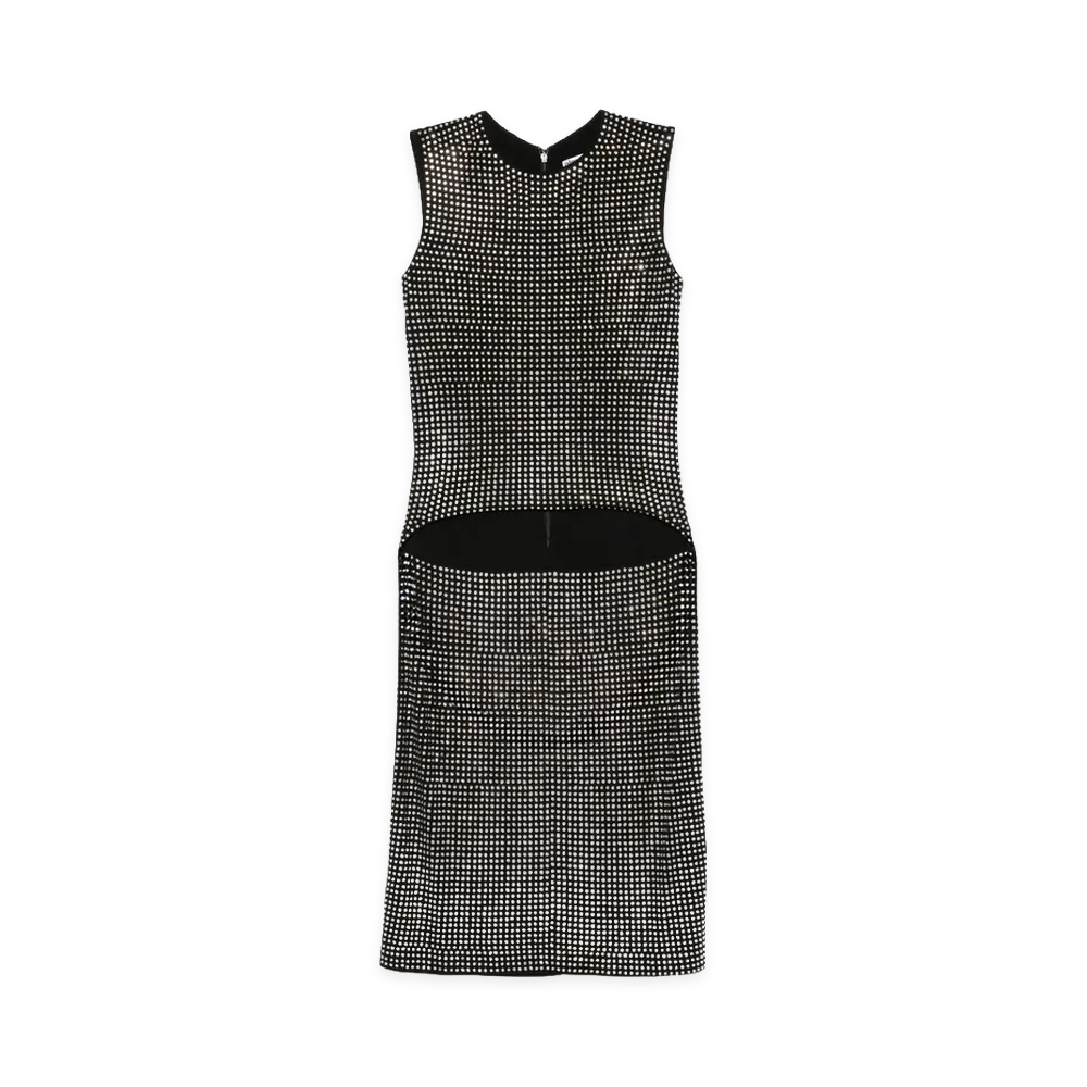 Alexander Wang Women's Crystal Sleeveless High-Low Top "Black/Silver"