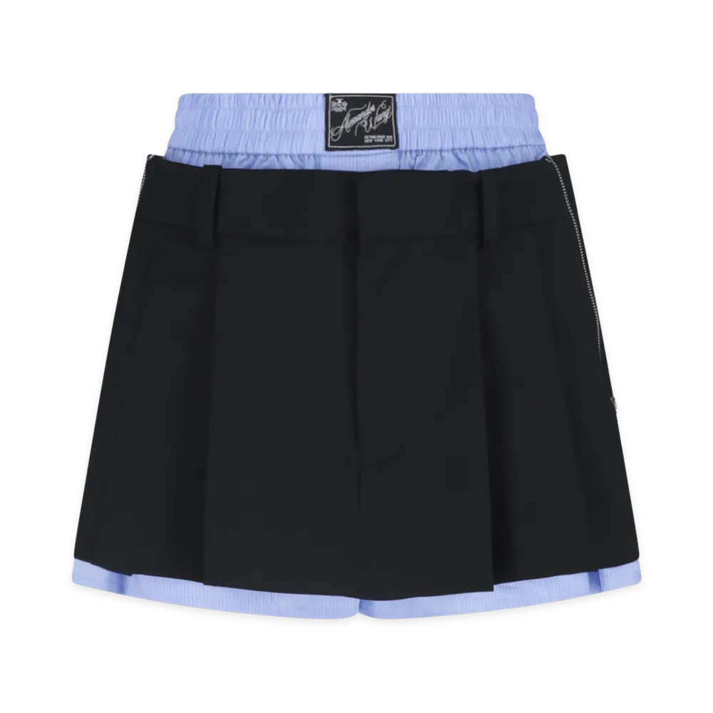 Alexander Wang Women's Tropical Wool Skort "Black/Oxford Blue"