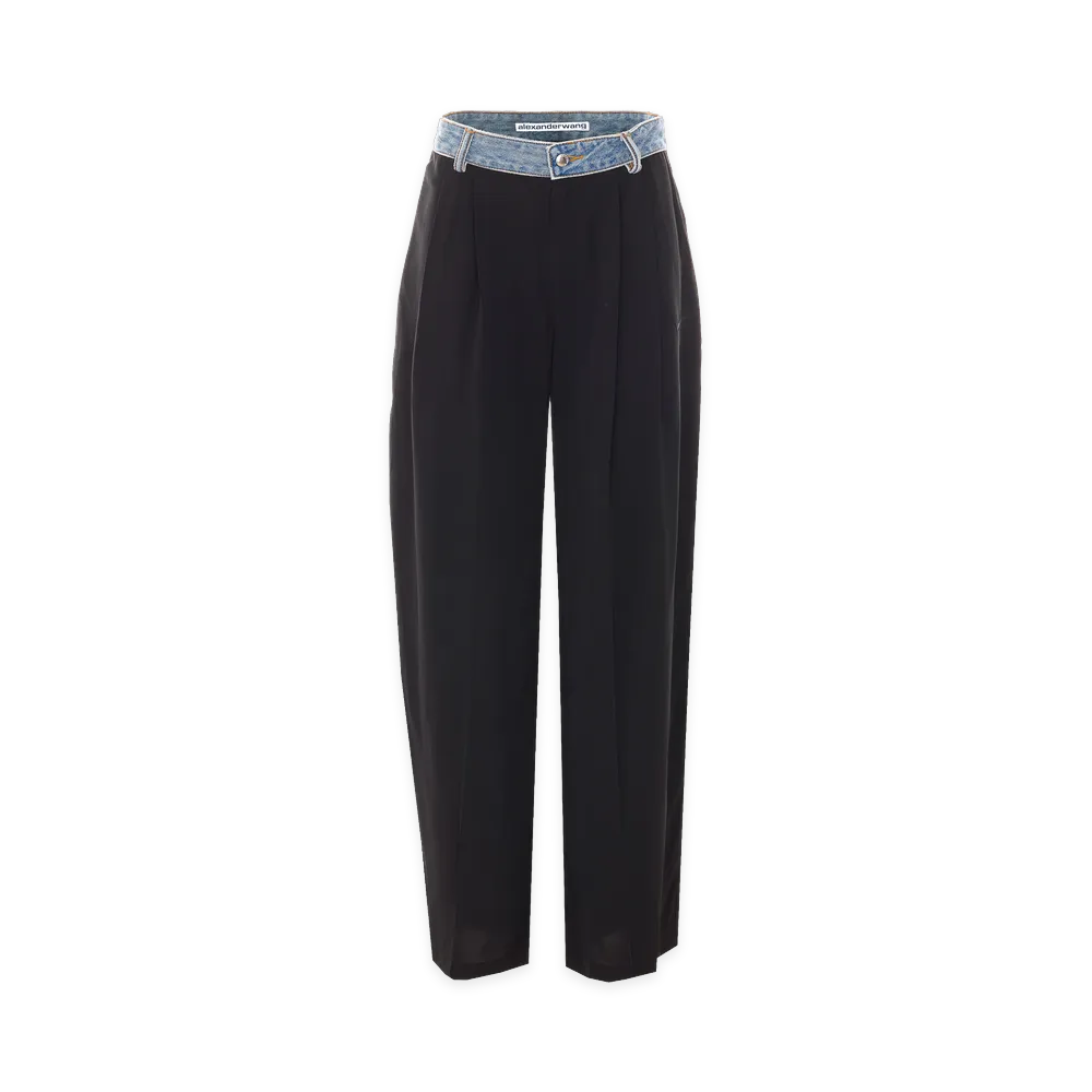Alexander Wang Women's Denim Waistband Mid-Rise Pant "Black"