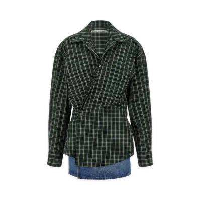 Alexander Wang Women's Wallet Shirt Dress "Green/Navy"