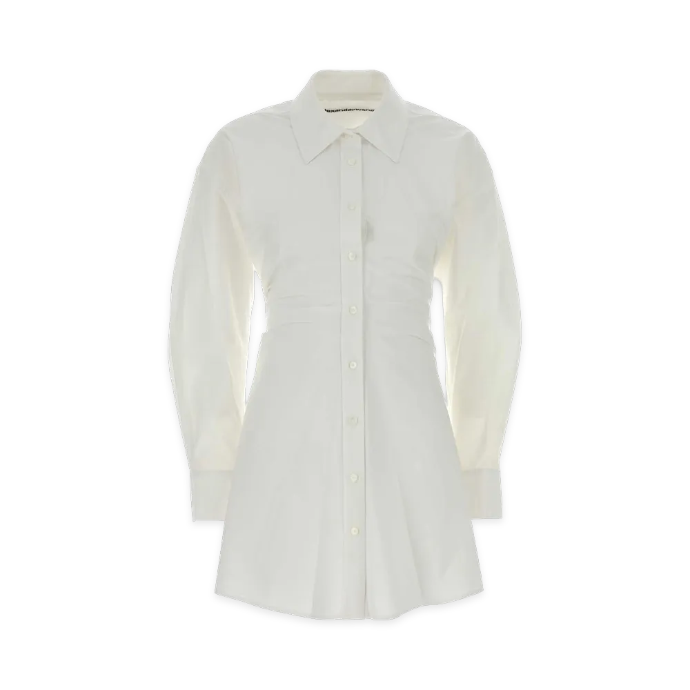Alexander Wang Women's Stretch Cotton Zip Shirt Dress "White"