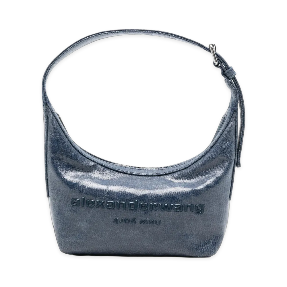 Alexander Wang Women's Punch Glazed Denim Small Shoulder Bag "Blue"