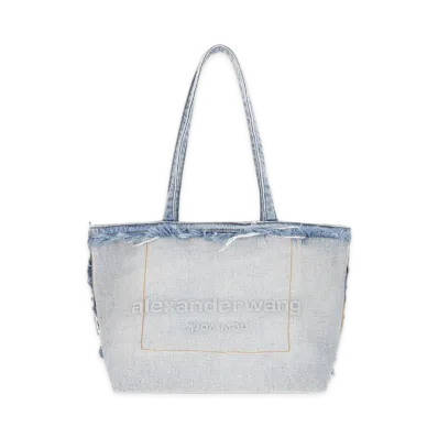 Alexander Wang Women's Punch Denim Medium Tote Bag "Bleach Blue"