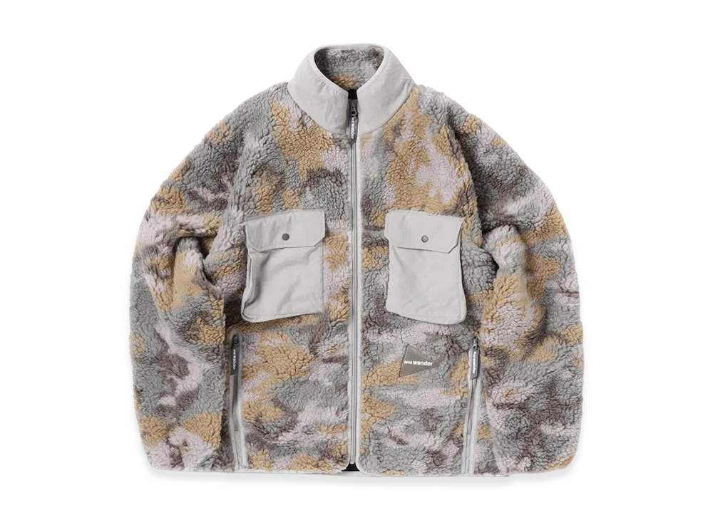 and wander Jacquard Boa Jacket "Gray"