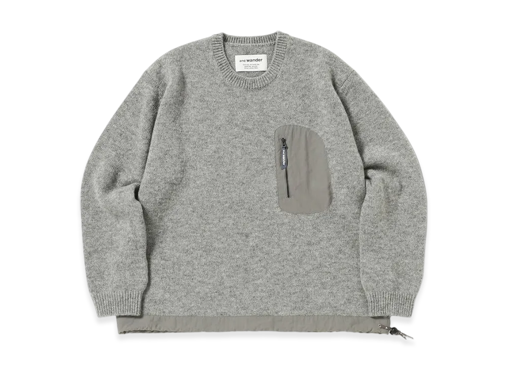 and wander Shetland Wool Sweater "Gray"