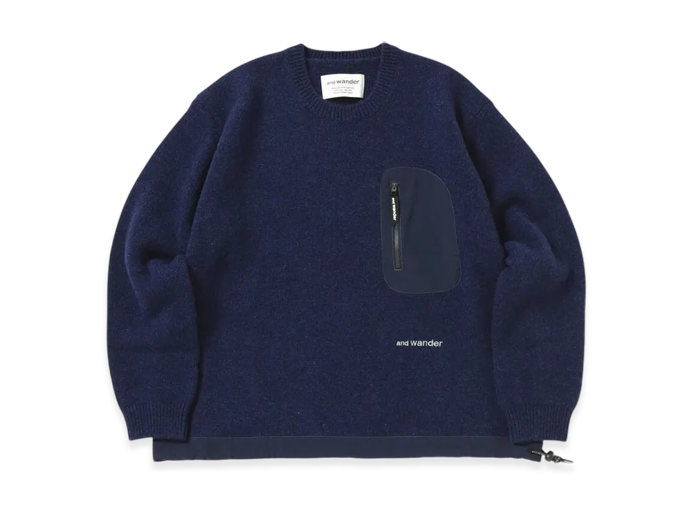 and wander Shetland Wool Sweater "Blue"