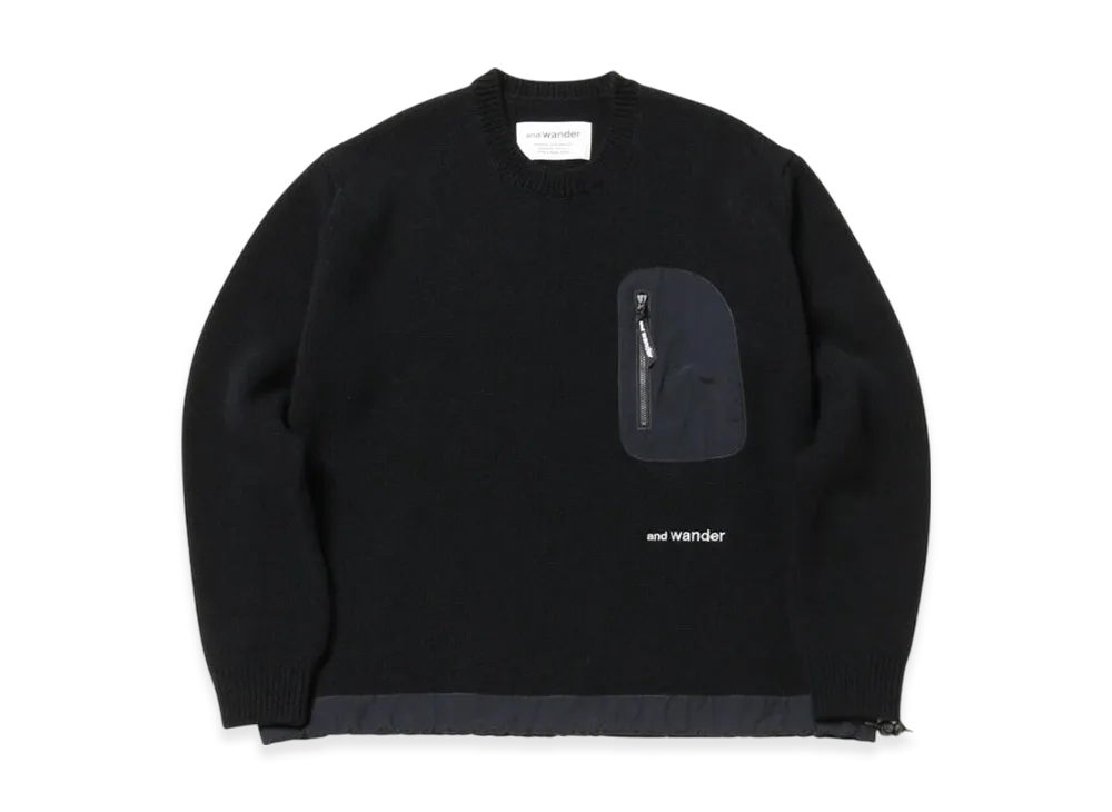 and wander Shetland Wool Sweater "Black"