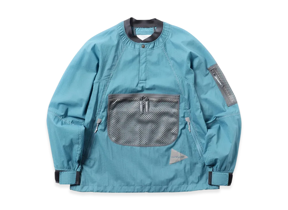 and wander Breath Rip Pullover Jacket "Light Blue"
