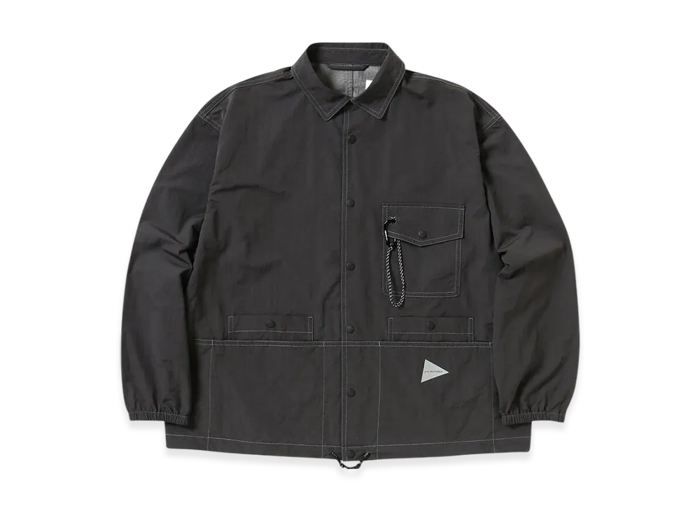and wander Crinkled Nylon Shirts Jacket "Charcoal"