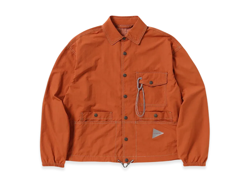 and wander Crinkled Nylon Shirts Jacket "Orange"