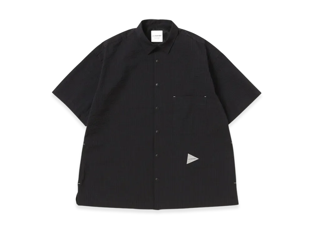 and wander Dry Soft Seersucker SS Shirt "Navy"