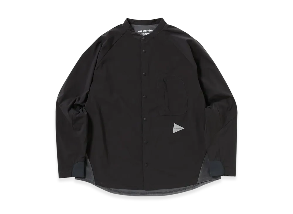 and wander Fleece Base Band Collar Shirt "Charcoal"