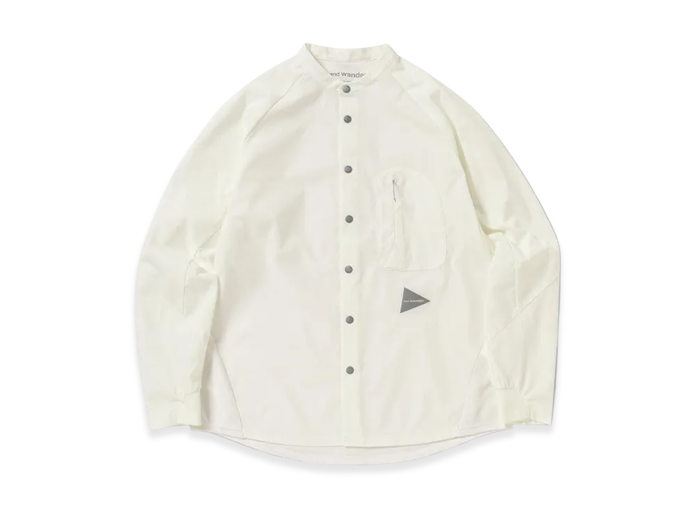and wander Fleece Base Band Collar Shirt "White"
