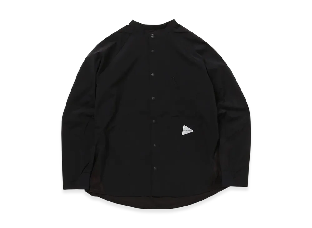 and wander Fleece Base Band Collar Shirt "Black"