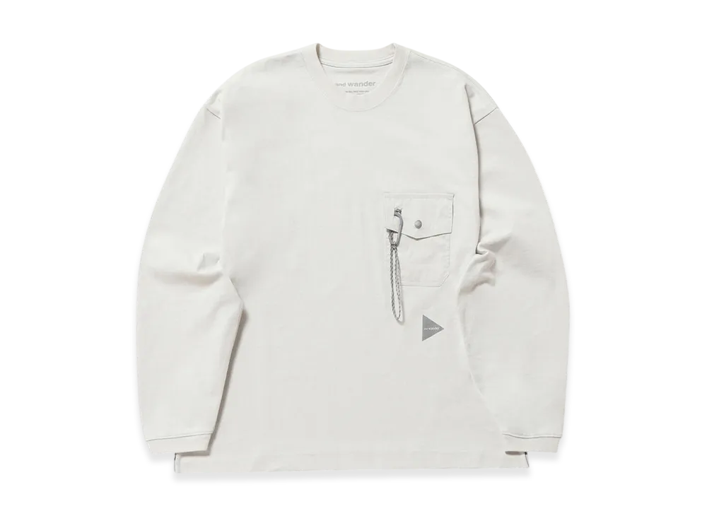 and wander Heavy Cotton Pocket LS T "Light Gray"