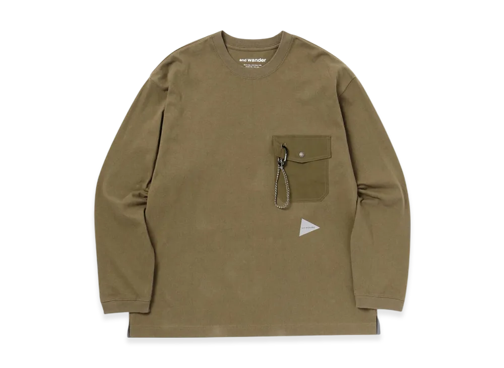 and wander Heavy Cotton Pocket LS T "Khaki"