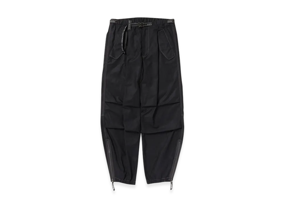 and wander High Count Cloth Side Zip Hem Pants "Black"