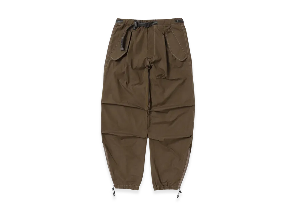 and wander High Count Cloth Side Zip Hem Pants "Dark Khaki"