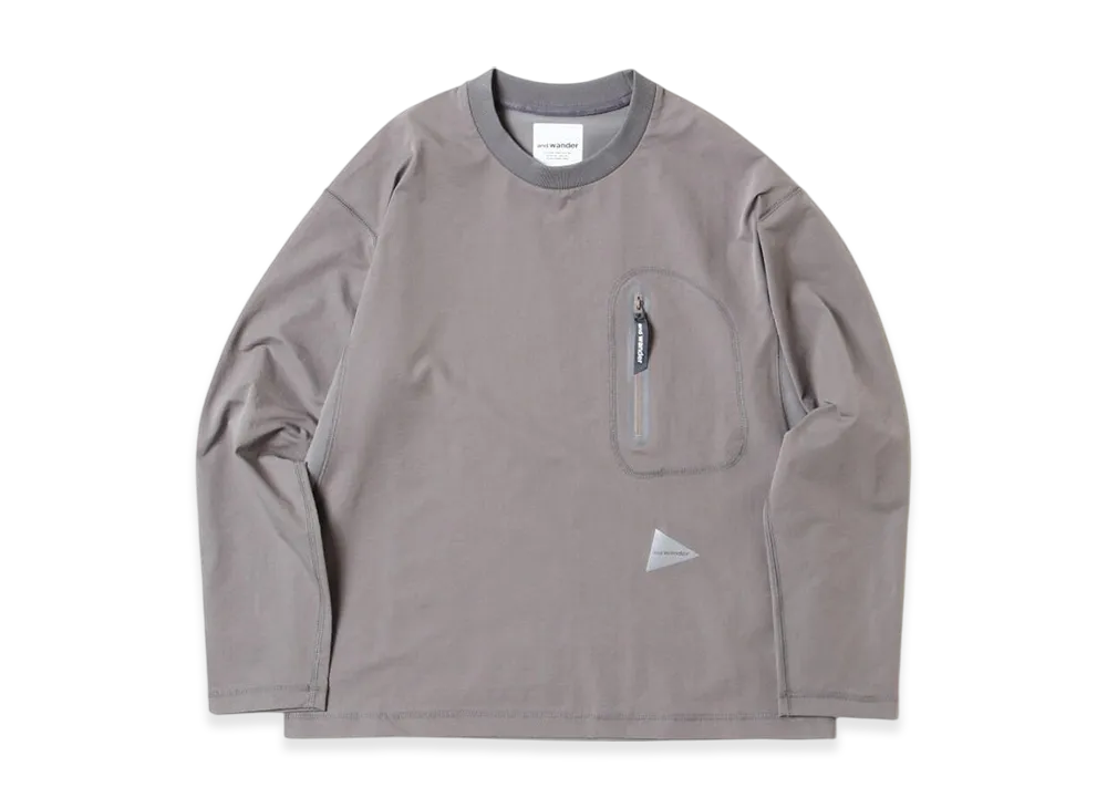 and wander Hybrid Warm Pocket LS T "Gray"