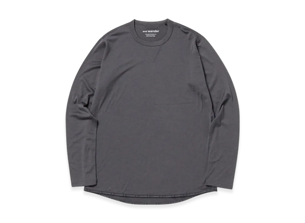 and wander Merino Base LS T "Charcoal"