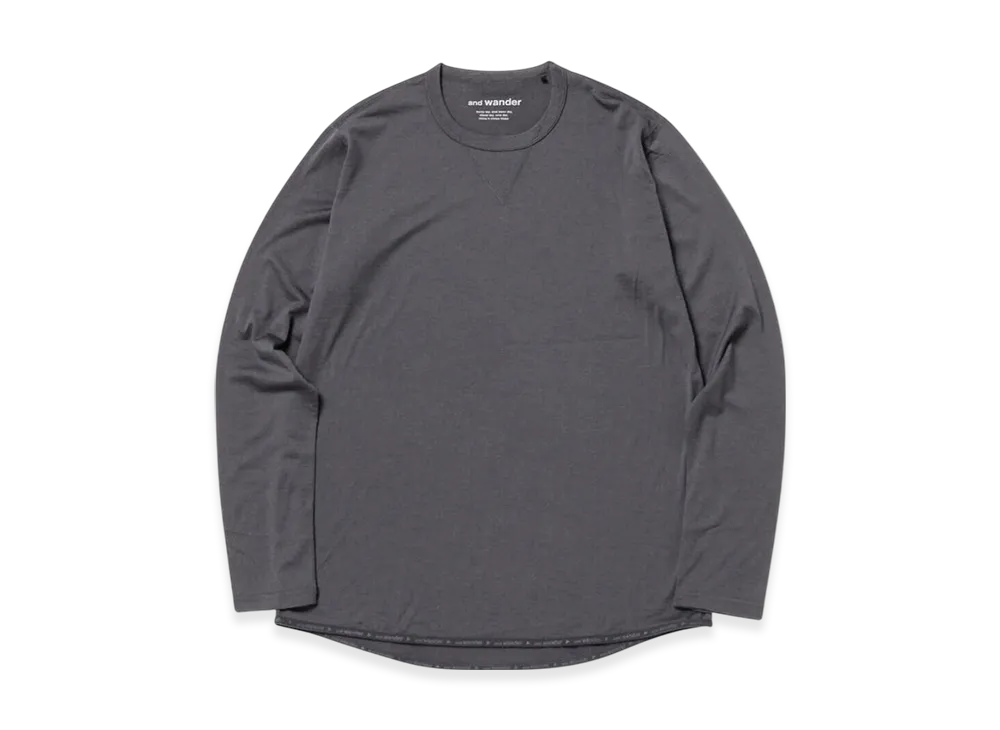 and wander Merino Base LS T "Charcoal"
