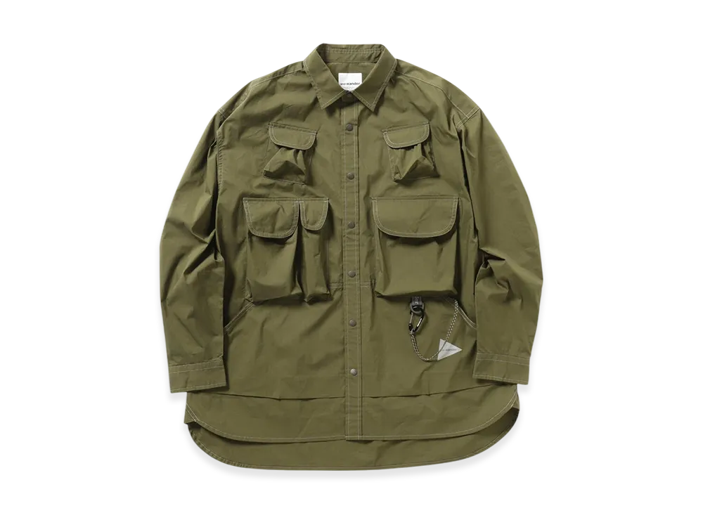 and wander Multi Pocket LS Shirt (M) "Khaki"