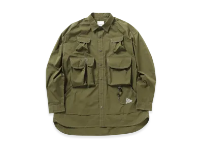 and wander Multi Pocket LS Shirt (M) "Khaki"
