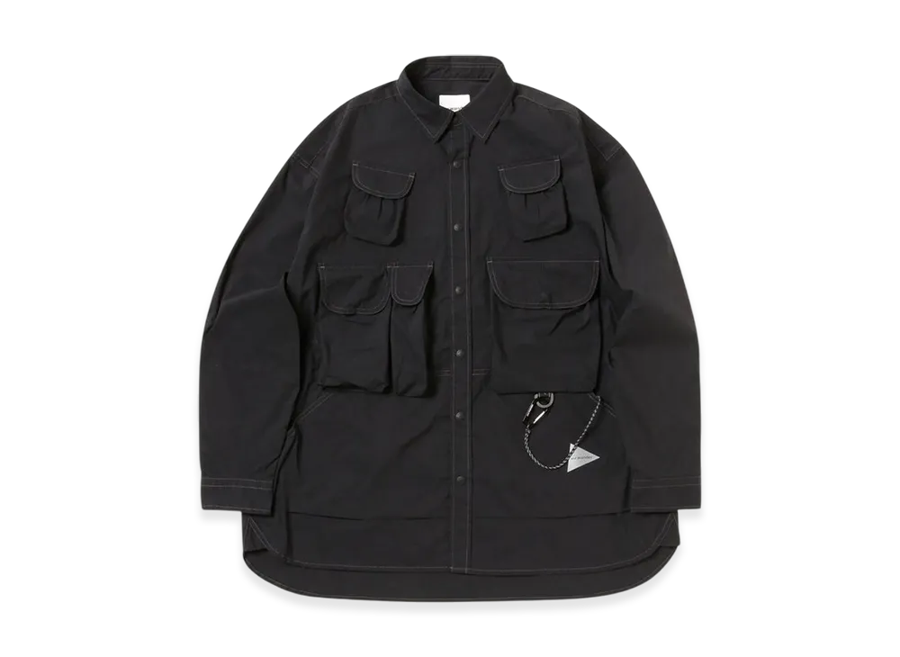 and wander Multi Pocket LS Shirt (M) "Black"