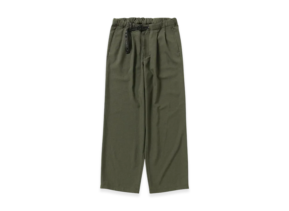 and wander PE Melange Twill Wide Pants "Dark Green"