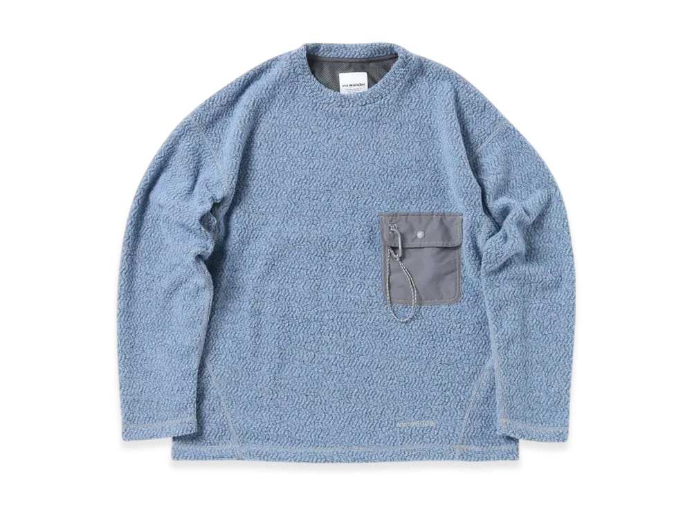 and wander Re Wool JQ Crew Neck "Light Blue"