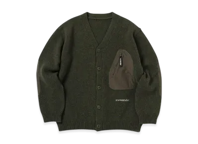 and wander Shetland Wool Cardigan "Khaki"