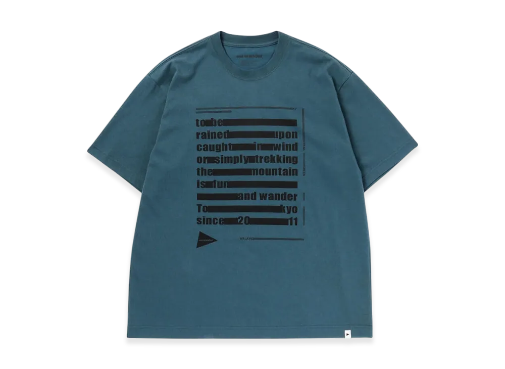 and wander Typography Printed SS T "Dark Blue"