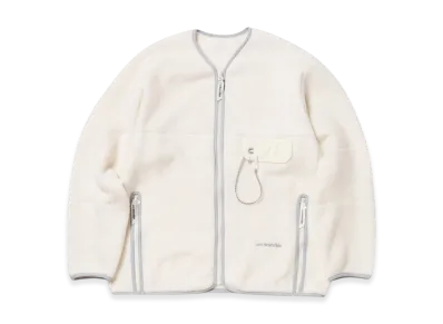 and wander Wool Fleece Cardigan "Off White"