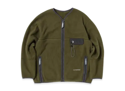 and wander Wool Fleece Cardigan "Khaki"