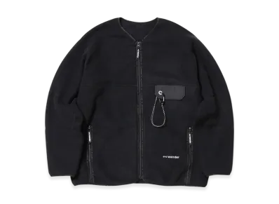 and wander Wool Fleece Cardigan "Black"