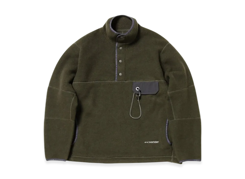 and wander Wool Fleece Pullover "Khaki"