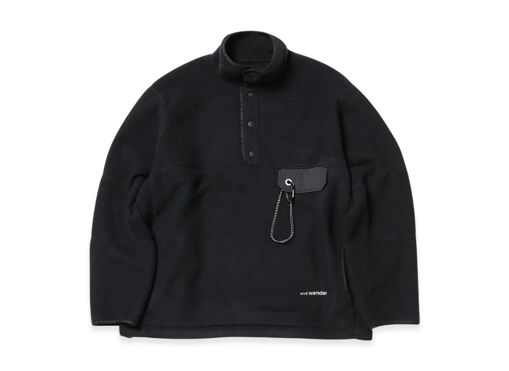 and wander Wool Fleece Pullover "Black"