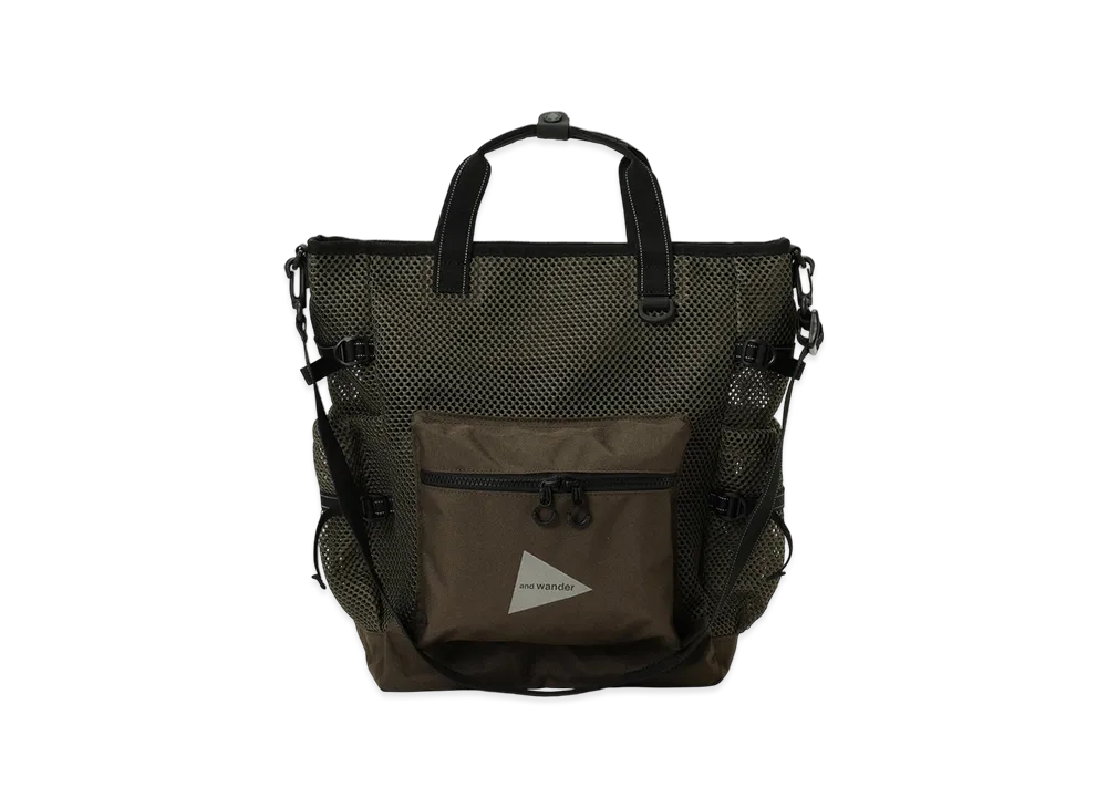 and wander 3D Mesh 2Way Tote Bag "Khaki"