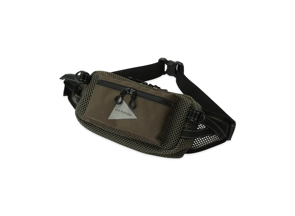 and wander 3D Mesh Waist Bag "Khaki"