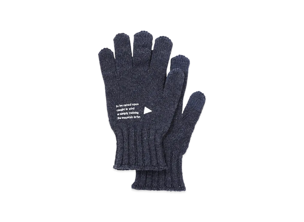 and wander Wool Knit Glove "Navy"