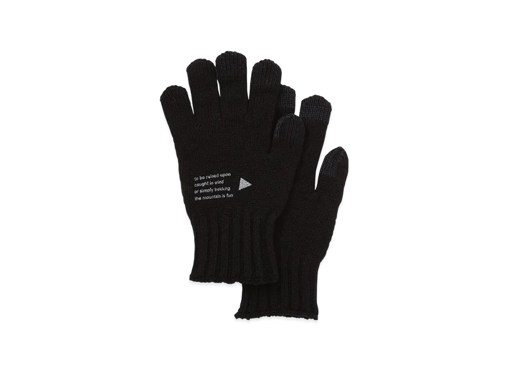 and wander Wool Knit Glove "Black"