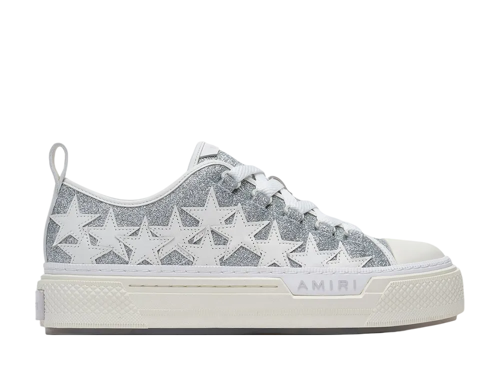 AMIRI Women's Glitter Stars Court Low "Silver"